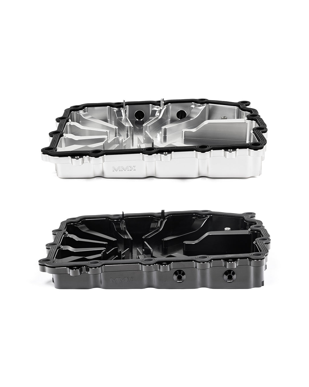 Black and clear DCT oil pans showing interior profiles