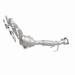 MagnaFlow 22-186 oem grade manifold converter, front three-quarter view of the turntable spin