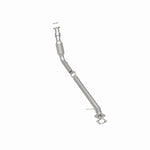 MagnaFlow 5451126 carb direct-fit catalytic converter, rear three-quarter view of the turntable spin