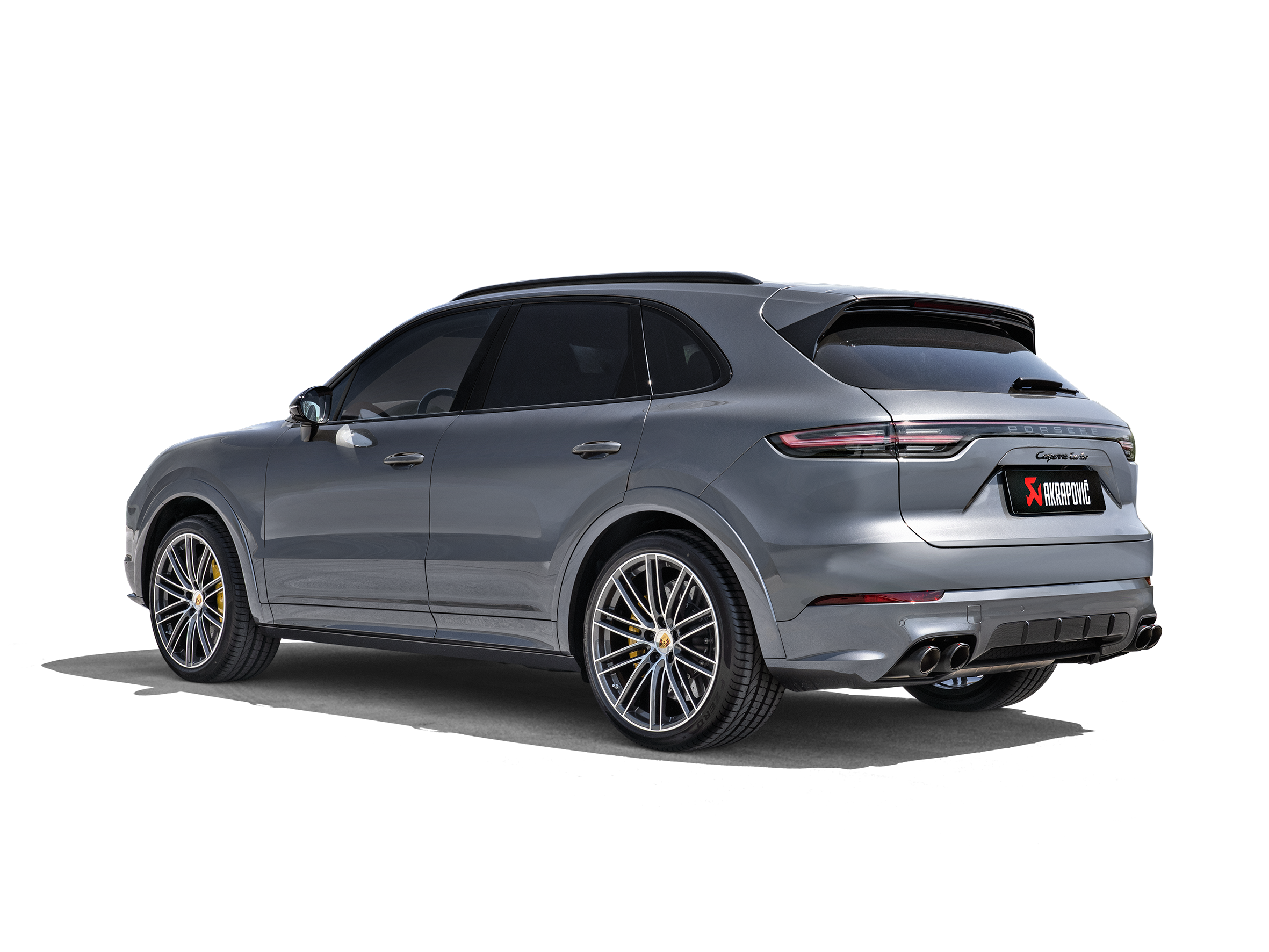 Akrapovic Porsche Cayenne Turbo/Coupe V8 (536) Evolution Line Cat Back (Titanium - Tips Req) S-PO/TI/17H for Porsche Cayenne Turbo / GTS / Coupe 9Y0 2019-2023, rear view