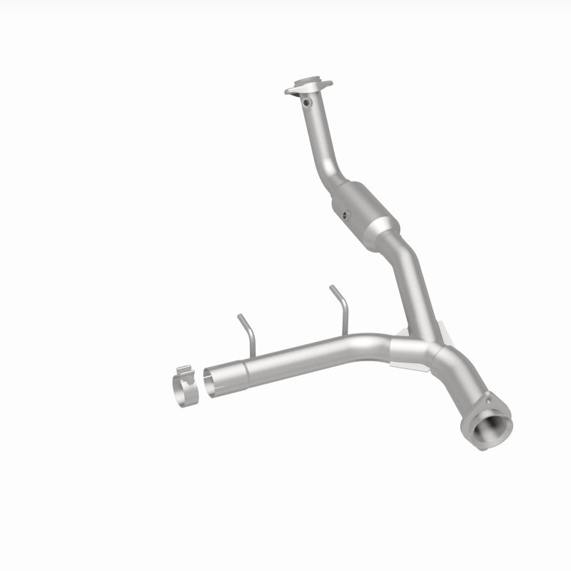 MagnaFlow 4651411 carb direct-fit catalytic converter, rear three-quarter view of the turntable spin
