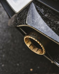 Capristo Wicrom exhaust tip with gold finish fitted to a Lamborghini Huracan Performante
