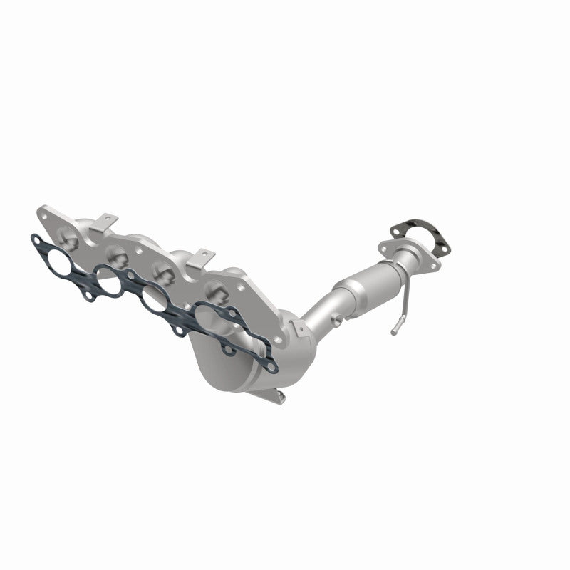 MagnaFlow 5551444 carb manifold converter, opposite front three-quarter view of the turntable spin