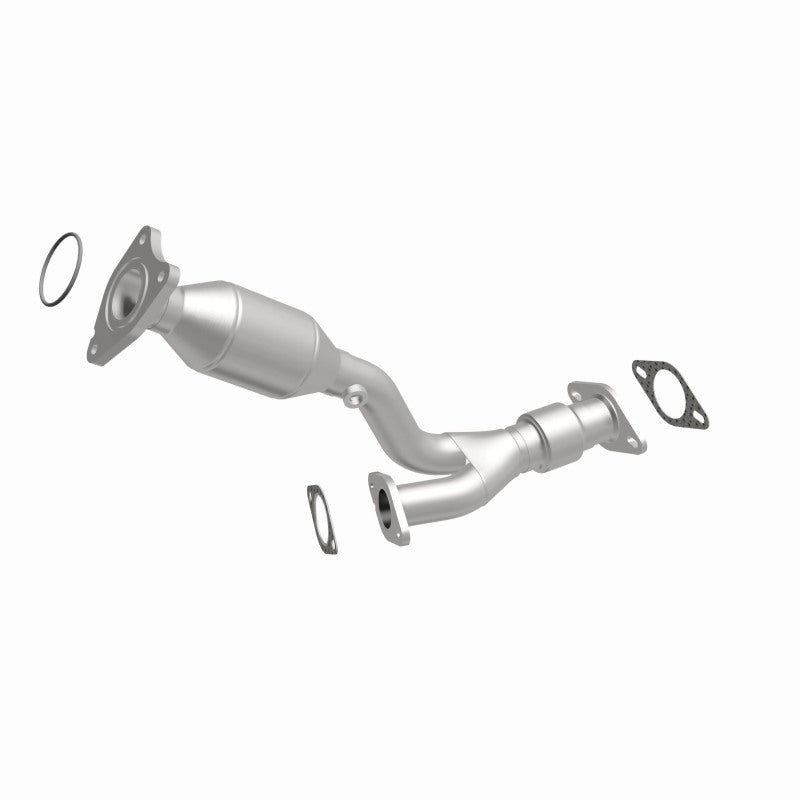 MagnaFlow 5561182 carb direct-fit catalytic converter, front three-quarter view of the turntable spin