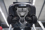 BMW M4 underside with the Capristo valved exhaust and black ceramic tips installed