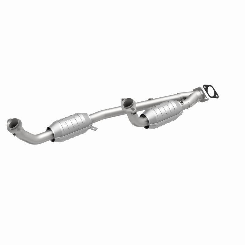 MagnaFlow 4451353 carb direct-fit catalytic converter, front three-quarter view of the turntable spin