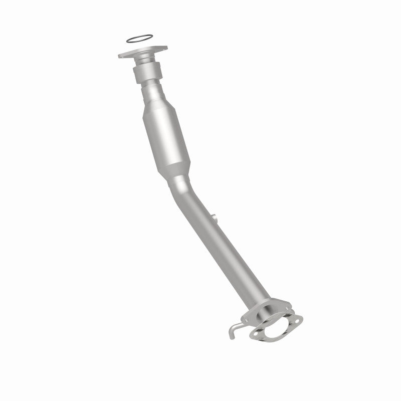 MagnaFlow 4561195 carb direct-fit catalytic converter, rear three-quarter view of the turntable spin