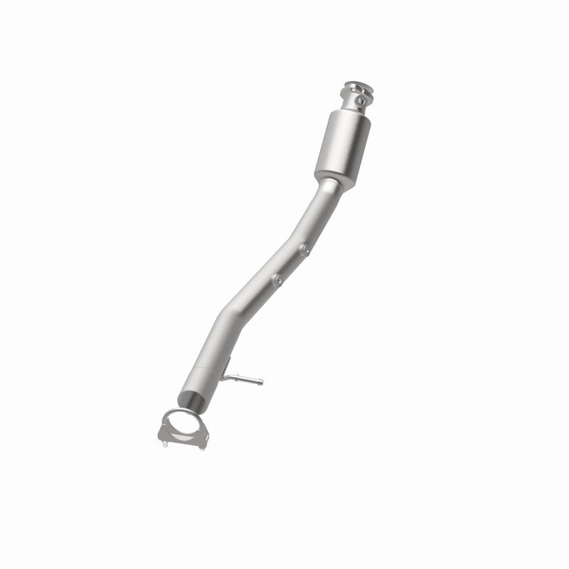 MagnaFlow 5451713 carb direct-fit catalytic converter, opposite rear three-quarter view of the turntable spin