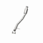 MagnaFlow 5451713 carb direct-fit catalytic converter, opposite rear three-quarter view of the turntable spin