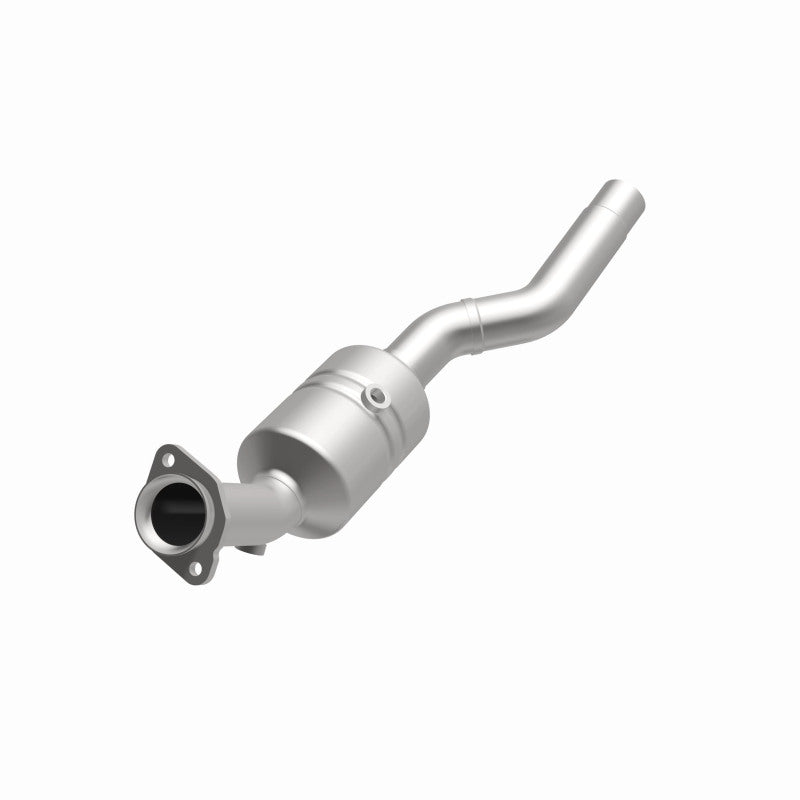 MagnaFlow 5461948 carb direct-fit catalytic converter, opposite front three-quarter view of the turntable spin