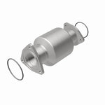 MagnaFlow 5592862 carb direct-fit catalytic converter, rear view of the turntable spin