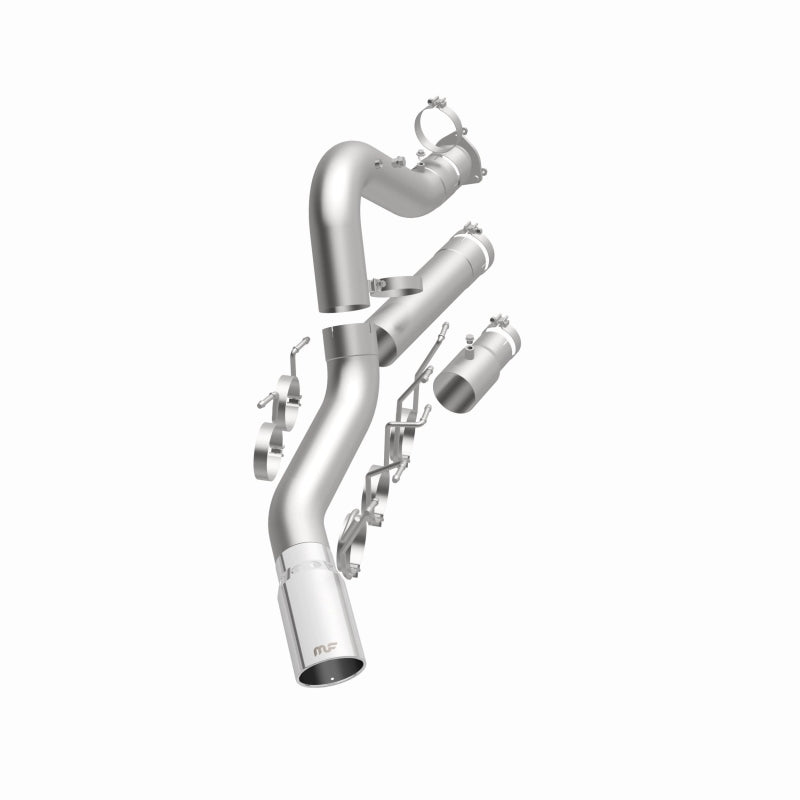 MagnaFlow 19694 cat-back exhaust, opposite front three-quarter view of the turntable spin
