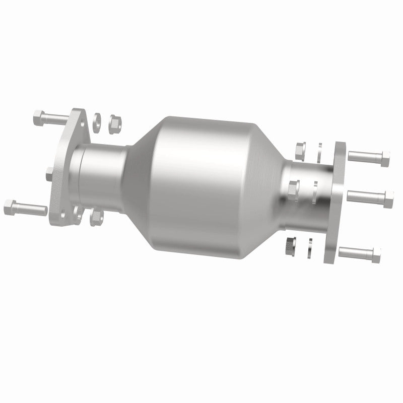 MagnaFlow 5571184 carb direct-fit catalytic converter, side view of the turntable spin