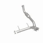 MagnaFlow 4651508 carb direct-fit catalytic converter, rear three-quarter view of the turntable spin