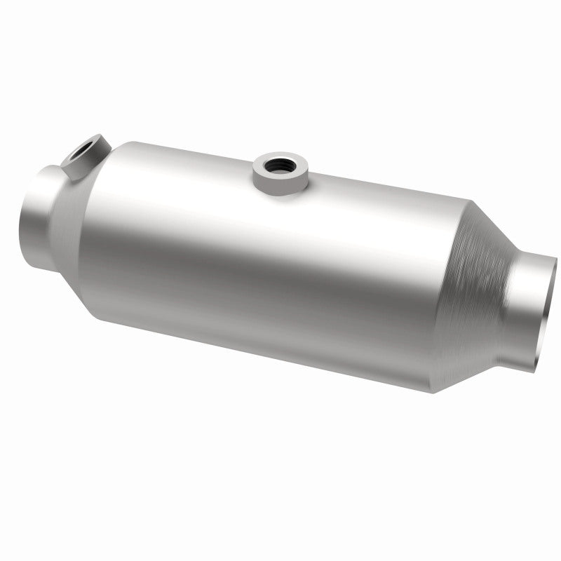 MagnaFlow 5461325 universal catalytic converter, opposite rear three-quarter view of the turntable spin