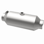MagnaFlow 5461325 universal catalytic converter, opposite rear three-quarter view of the turntable spin