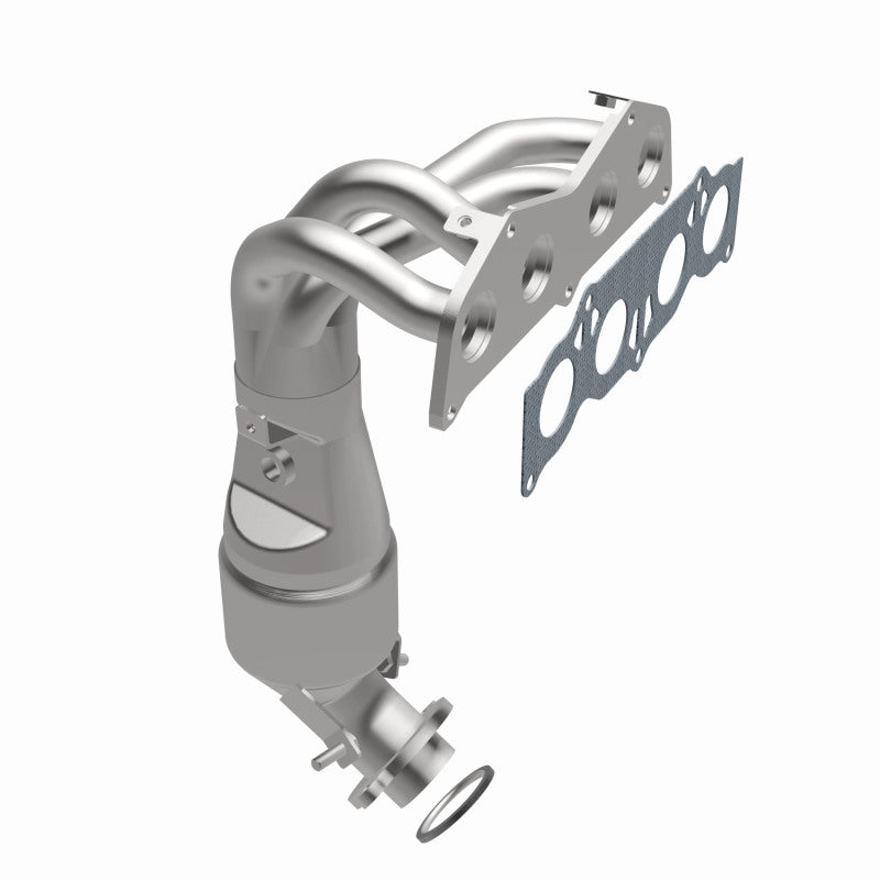 MagnaFlow 5531292 carb manifold converter, opposite front three-quarter view of the turntable spin