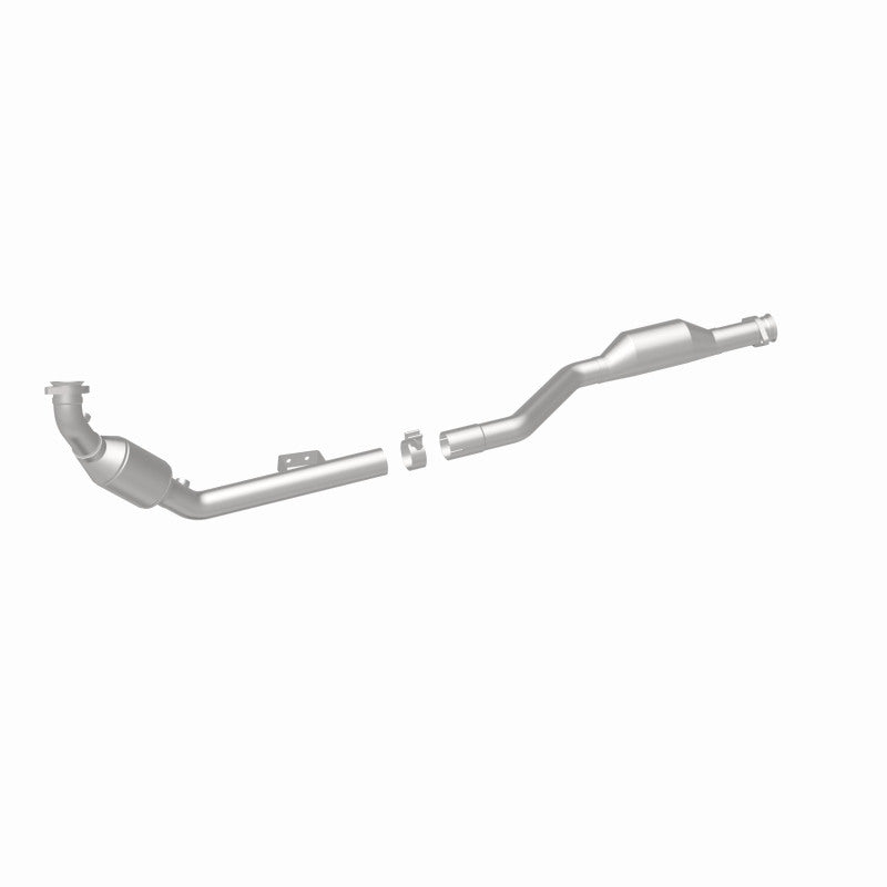 MagnaFlow 5411519 carb direct-fit catalytic converter, rear three-quarter view of the turntable spin