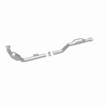 MagnaFlow 5411519 carb direct-fit catalytic converter, rear three-quarter view of the turntable spin