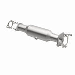 MagnaFlow 5561714 carb direct-fit catalytic converter, opposite front three-quarter view of the turntable spin