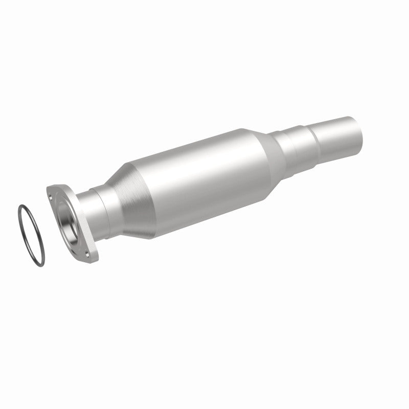 MagnaFlow 5421024 carb direct-fit catalytic converter, front three-quarter view of the turntable spin