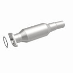 MagnaFlow 5421024 carb direct-fit catalytic converter, front three-quarter view of the turntable spin
