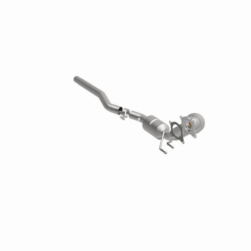 MagnaFlow 551408 carb direct-fit catalytic converter, front three-quarter view of the turntable spin