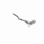 MagnaFlow 551408 carb direct-fit catalytic converter, front three-quarter view of the turntable spin