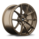 Bronze finished alloy wheel with split-spoke design and black center cap on white background - APEX Wheels wheel for 18x11 ET52 5x114.3 - Satin Bronze