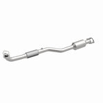 MagnaFlow 5571875 carb direct-fit catalytic converter, front three-quarter view of the turntable spin