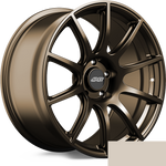 Bronze finished alloy wheel with ten-spoke design and center cap on white background - APEX Wheels wheel for 19x9 ET34 5x114.3 - Satin Bronze