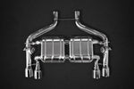 Capristo ECE valved exhaust for the BMW M2 F87 with polished quad round tips, top view