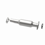 MagnaFlow 5592030 carb direct-fit catalytic converter, opposite rear three-quarter view of the turntable spin