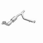 MagnaFlow 280008 oem grade direct-fit catalytic converter, opposite front three-quarter view of the turntable spin