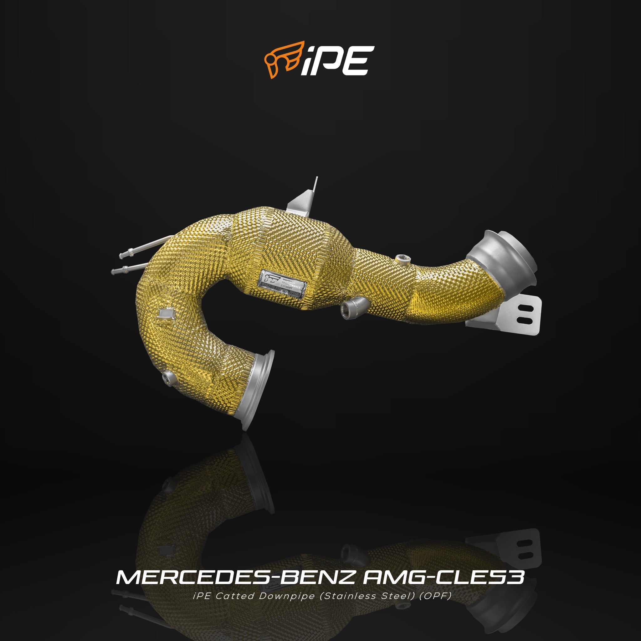 IPE gold-wrapped downpipe for the Mercedes-AMG CLE53