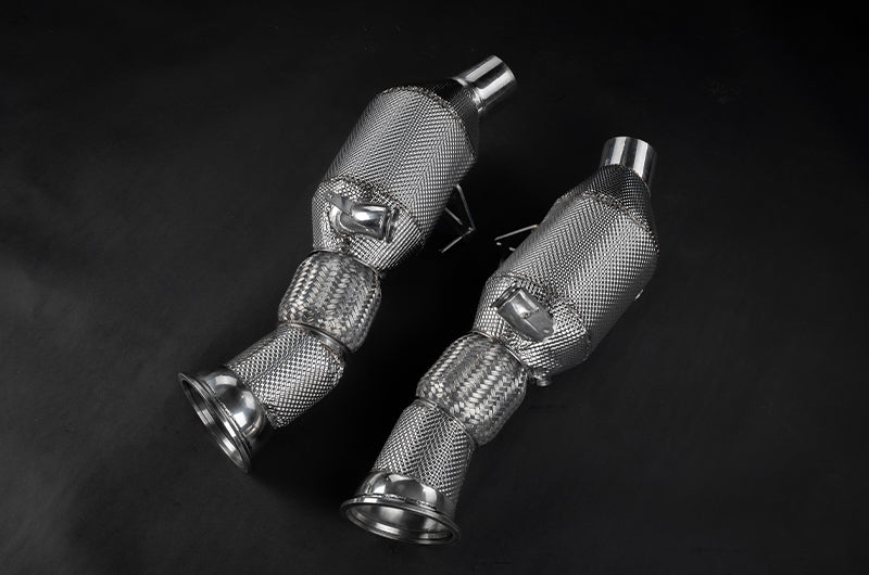 Capristo Ferrari 296 cat spare downpipes, angled view