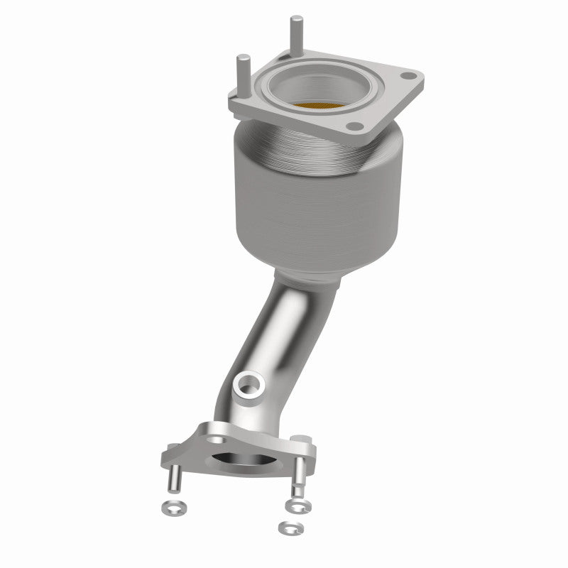 MagnaFlow 5582163 carb direct-fit catalytic converter, opposite front three-quarter view of the turntable spin