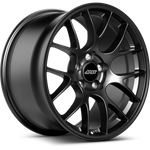 Gunmetal gray forged wheel with multi-spoke design and center cap on clean white background - APEX Wheels wheel for 18x9.5 ET28 5x120 - Satin Black