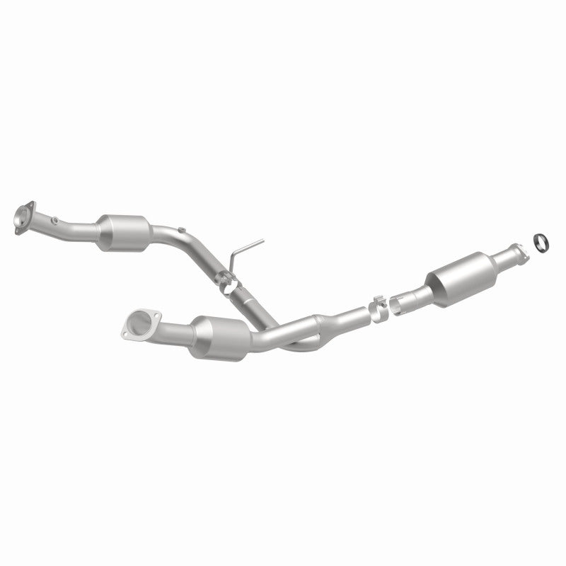 MagnaFlow 5481108 carb direct-fit catalytic converter, front three-quarter view of the turntable spin