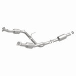 MagnaFlow 5481108 carb direct-fit catalytic converter, front three-quarter view of the turntable spin