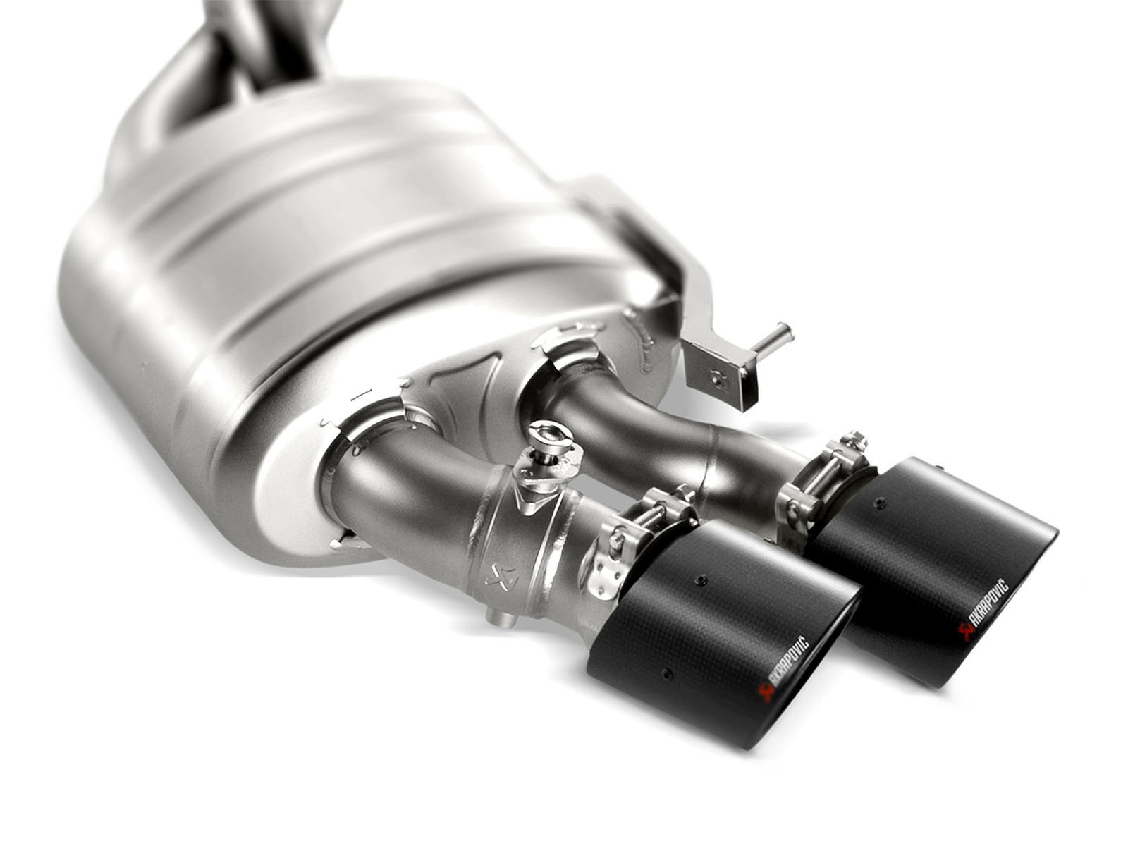 Akrapovic Audi S6 Sedan / S7 Sportback (C7) Evolution Line Cat Back (Titanium) w/ Carbon Tips S-AU/TI/6H for Audi S6 Sedan C7 2013-2018, close-up