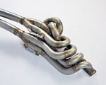 close side view of Supersprint Manifold 100% Stainless steel "Step Design" (Left Hand Drive) for BMW E24 M 635CSi 1984-2005 with white background
