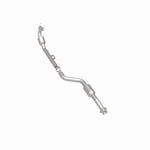 MagnaFlow 5411642 carb direct-fit catalytic converter, rear three-quarter view of the turntable spin