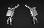 Capristo BMW M6 valved mufflers with carbon tips and valve actuators, studio view