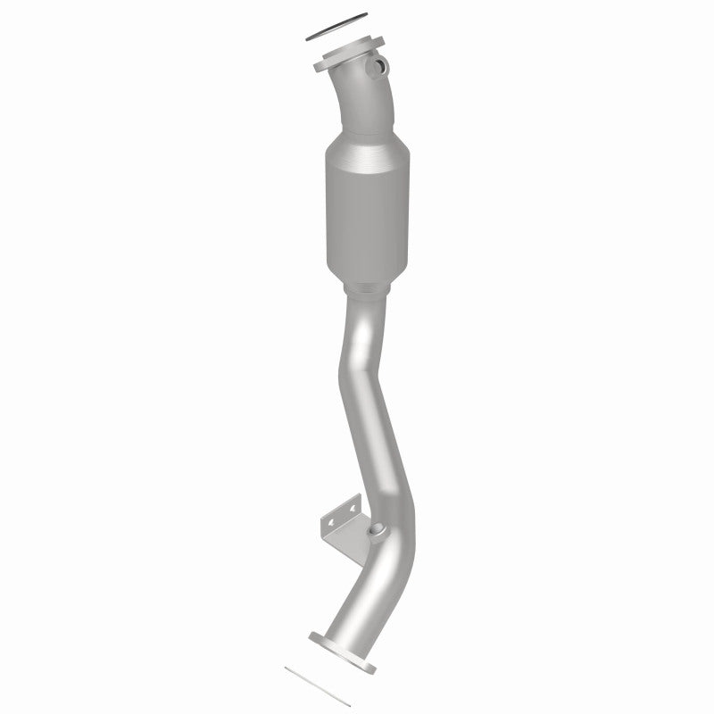 MagnaFlow 4481161 carb direct-fit catalytic converter, rear three-quarter view of the turntable spin