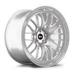 Silver alloy wheel with multi-spoke design and machined finish on clean white background - APEX Wheels wheel for 20x10 ET8 5x112 - Race Silver - Machined Lip