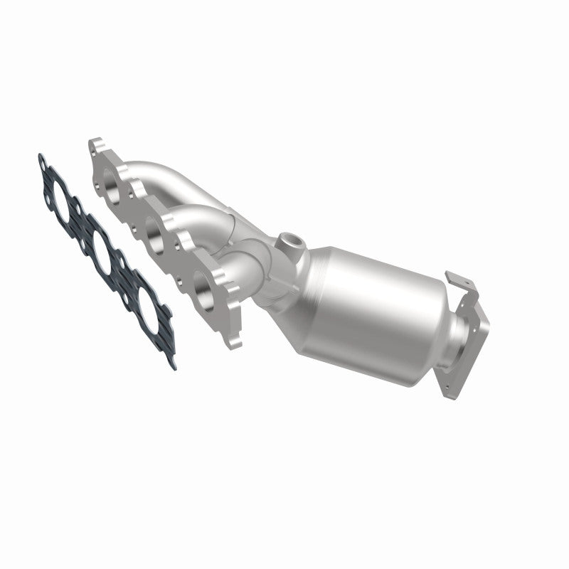 MagnaFlow 52131 oem grade manifold converter, front three-quarter view of the turntable spin
