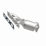 MagnaFlow 52131 oem grade manifold converter, front three-quarter view of the turntable spin