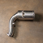 Top-down view of a single Valvetronic Designs 400 Cell Catted Downpipe for the 2019-2022 Lamborghini Urus.