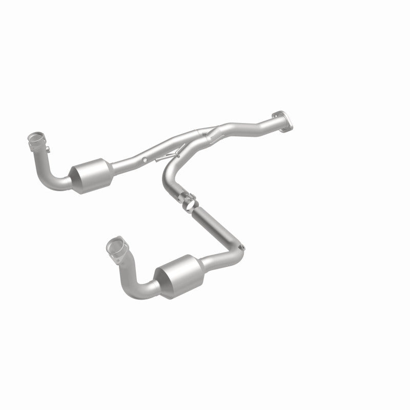 MagnaFlow 5451186 carb direct-fit catalytic converter, front three-quarter view of the turntable spin